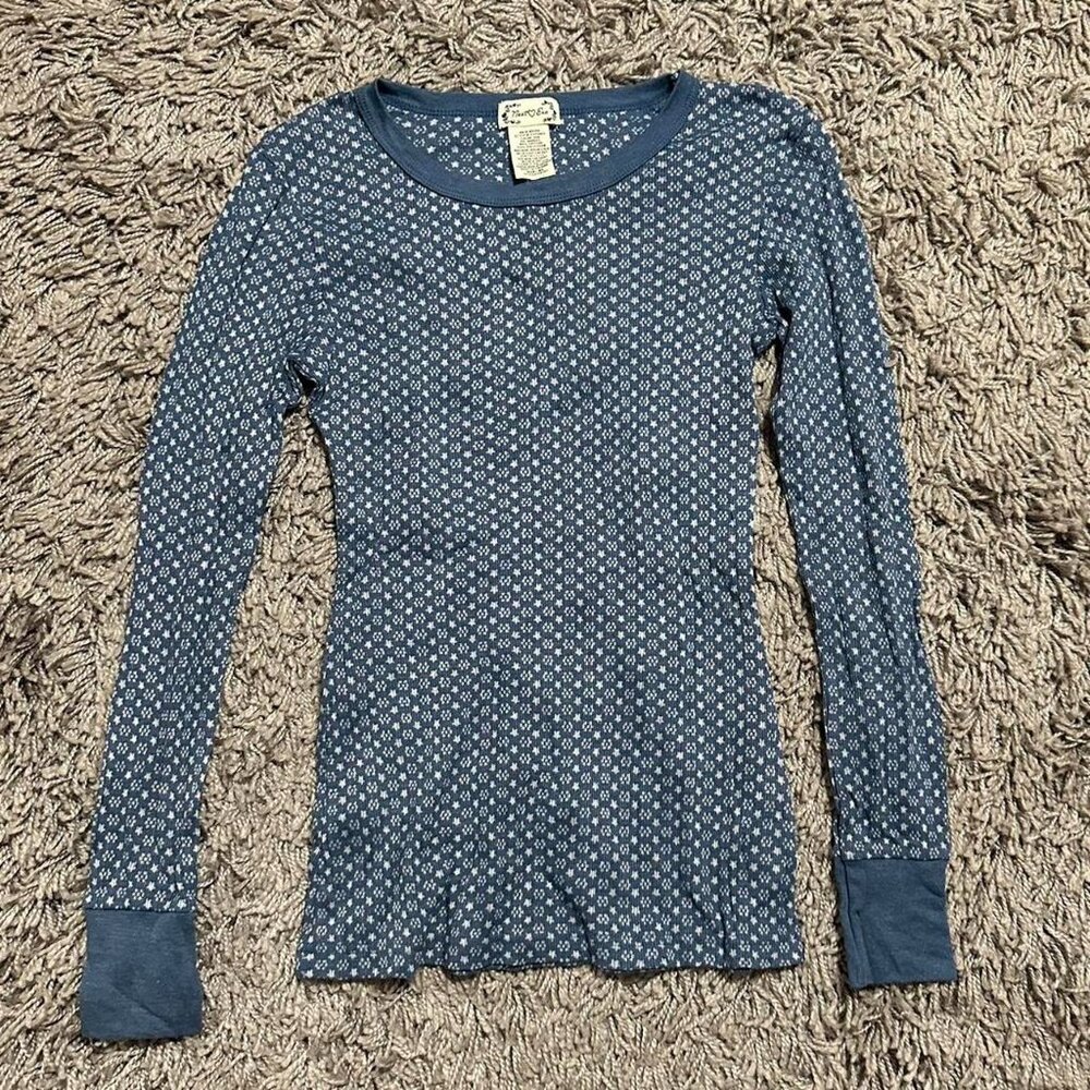 Y2K Boho Granola Waffle Knit Long Sleeve Top Size XL